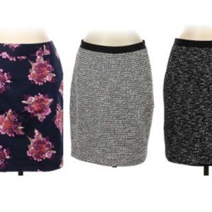 Lot 3 ANN TAYLOR/LOFTwoven floral pencil skirts Women Size 8 Work Office Perfect